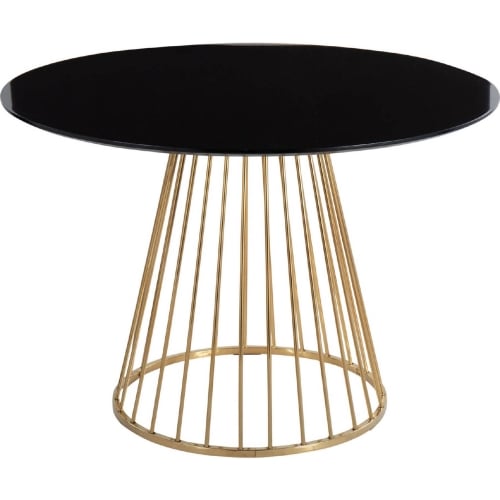 Canary 43" Round Dining Table in Gold Metal & Black Wood